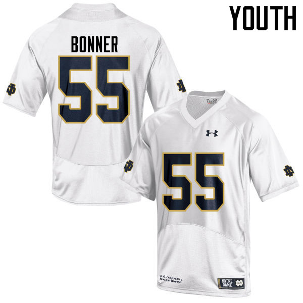 Youth #55 Jonathan Bonner Notre Dame Fighting Irish College Football Jerseys-White